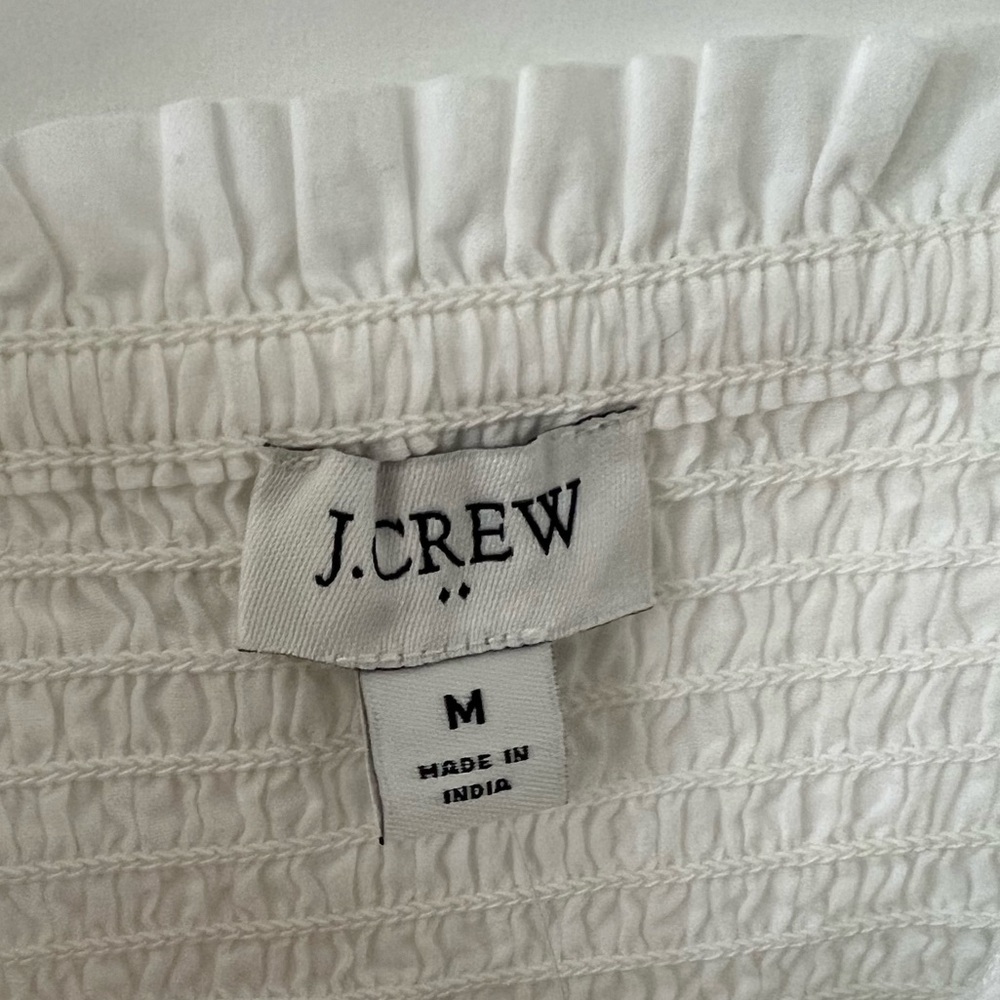 NWT J. Crew Factory White Smocked tie-shoulder tank top Size Medium - Picture 4 of 6